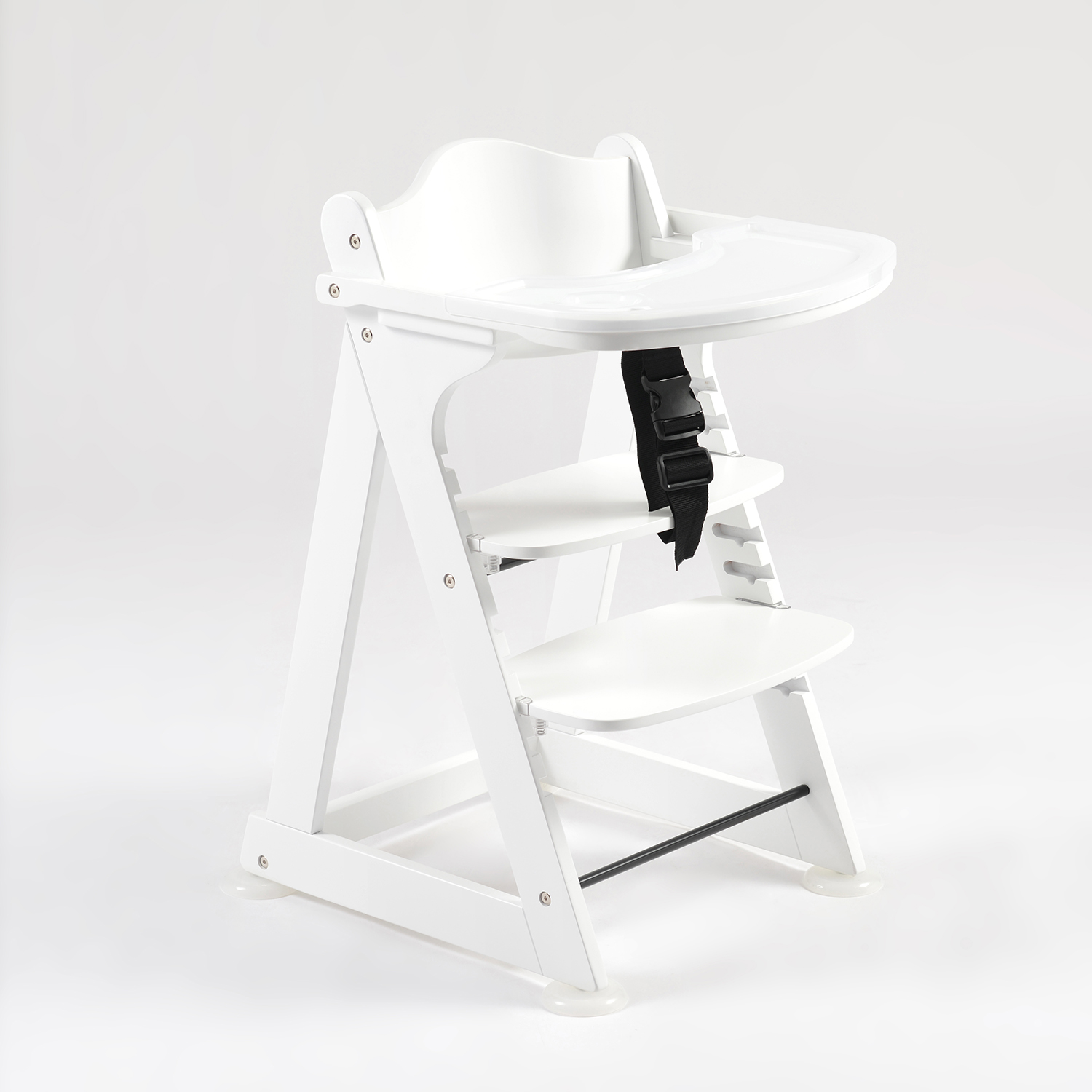 Adjustable Wooden Baby High Chair, Multifunctional Convertible Toddler Feeding Chair for Home