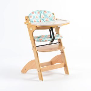 Solid Wood Adjustable Baby High Chair, Multifunctional Toddler Feeding Chair with Tray, Kids Growth Chair for Home