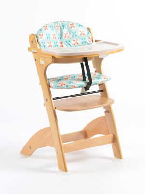 Solid Wood Adjustable Baby High Chair, Multifunctional Toddler Feeding Chair with Tray, Kids Growth Chair for Home