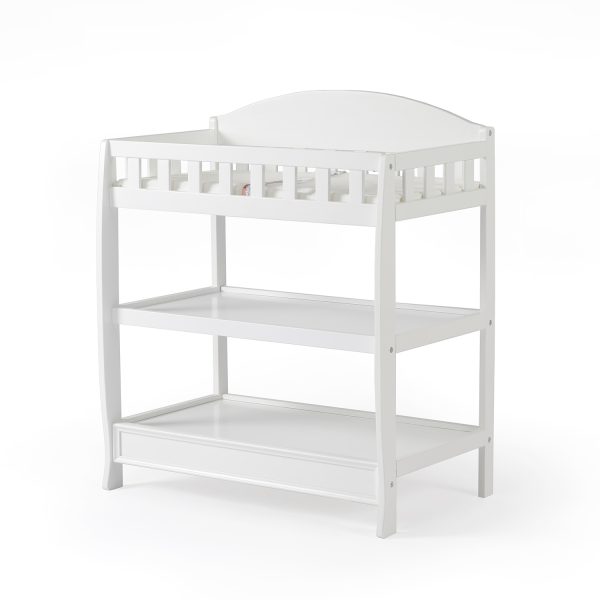 White wooden nursery changing table Wooden baby changing table with storage shelves