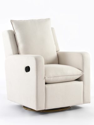 360° Swivel Glider Recliner, Nursery Rocking Chair with Footrest, Upholstered Fabric Reclining Sofa for Living Room, Bedroom