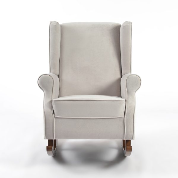 Premium Velvet Wingback Rocking Chair for Nursery