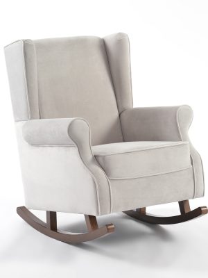 Premium Velvet Wingback Rocking Chair for Nursery