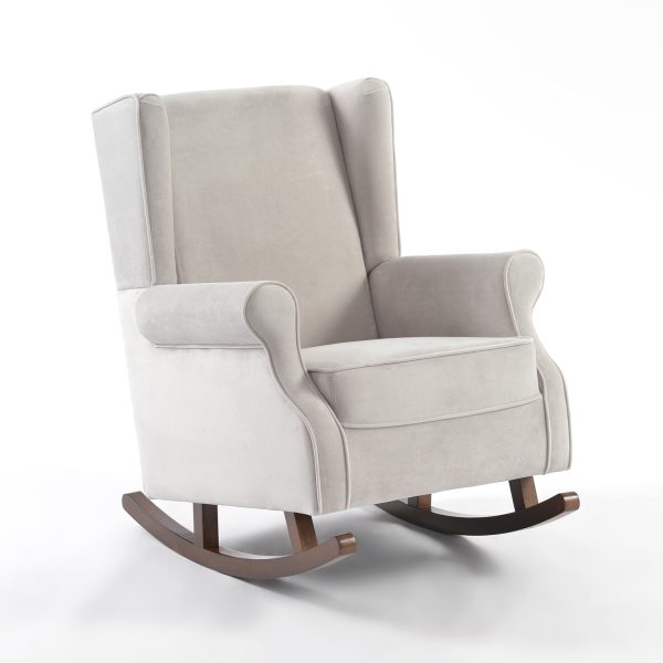 Premium Velvet Wingback Rocking Chair for Nursery