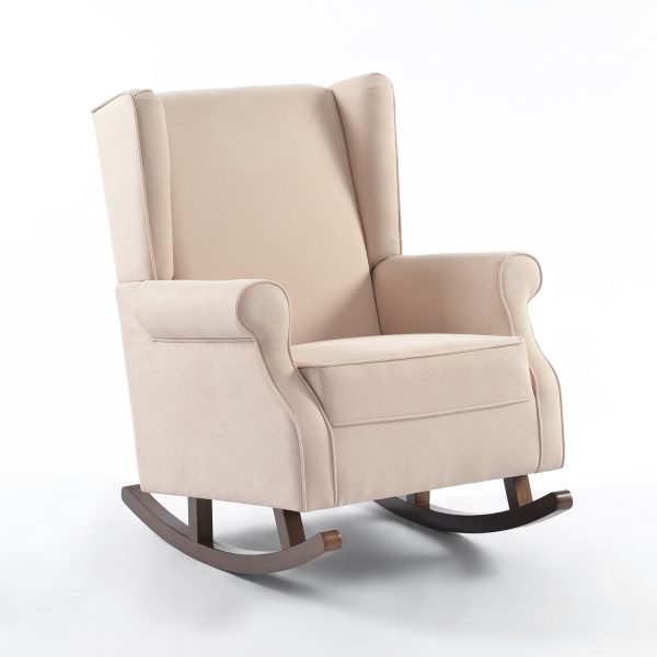 Premium Velvet Wingback Rocking Chair for Nursery