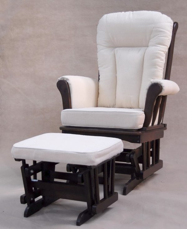 Wooden nursery glider chair with ottoman