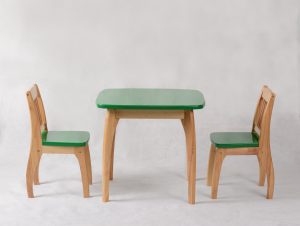 Wooden kids table and chair set for children's room