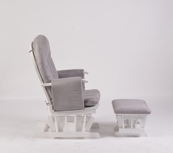Adjustable Reclining Glider Chair with Ottoman in upright backrest position