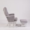 Side view of Adjustable Reclining Glider Chair with Ottoman and grey cushions