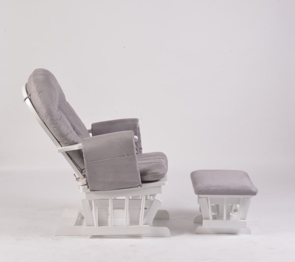 Adjustable Reclining Glider Chair with Ottoman showing mid reclining backrest angle