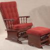Red Wooden Glider Chair with Ottoman Red upholstered wooden glider chair with matching ottoman