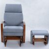 1DSC_0841 Nursery Glider Recliner Chair with Ottoman | Wooden Armrest Baby Feeding Chair