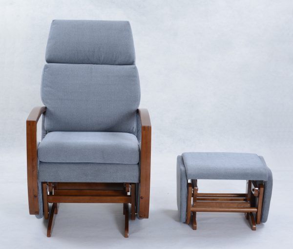 1DSC_0841 Nursery Glider Recliner Chair with Ottoman | Wooden Armrest Baby Feeding Chair