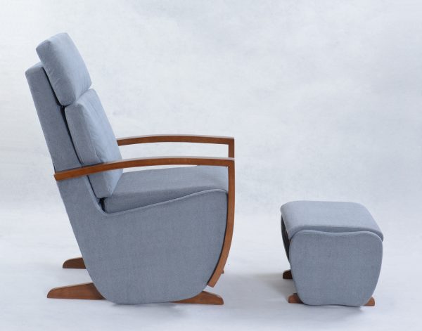 1DSC_0843 Nursery Glider Recliner Chair with Ottoman | Wooden Armrest Baby Feeding Chair