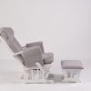 Adjustable Glider Chair with Ottoman Gray adjustable backrest glider chair with white wooden frame and ottoman