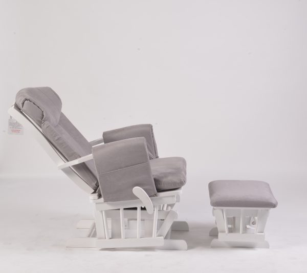 Adjustable Glider Chair Full Recline Adjustable backrest glider chair with ottoman at a deeper reclining angle
