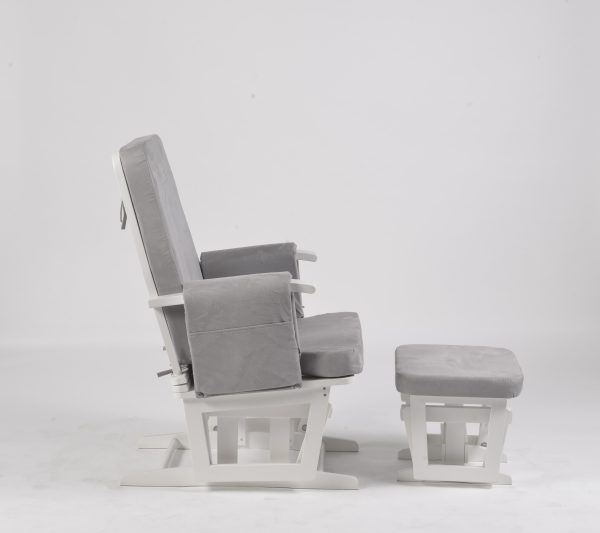 25t (1) Adjustable Back Nursery Glider with Ottoman – Wooden Nursing Chair