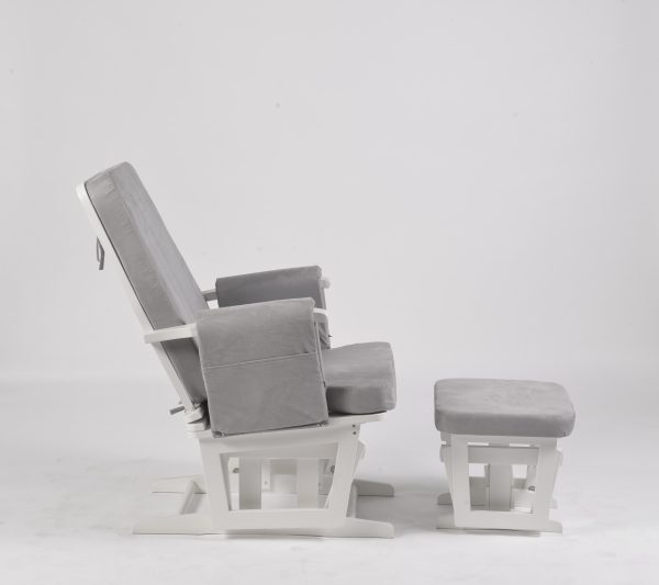 25t (3) Adjustable Back Nursery Glider with Ottoman – Wooden Nursing Chair