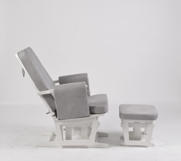 25t (4) Adjustable Back Nursery Glider with Ottoman – Wooden Nursing Chair