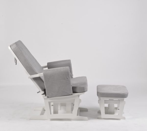25t (5) Adjustable Back Nursery Glider with Ottoman – Wooden Nursing Chair