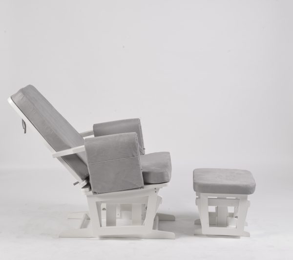 25t (6) Adjustable Back Nursery Glider with Ottoman – Wooden Nursing Chair