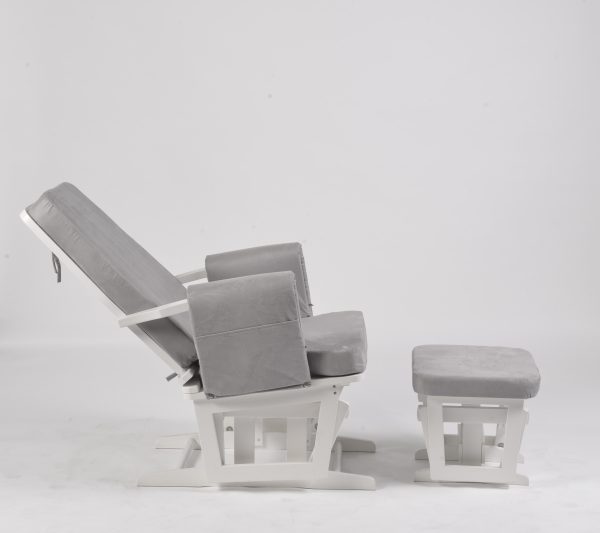 25t (7) Adjustable Back Nursery Glider with Ottoman – Wooden Nursing Chair