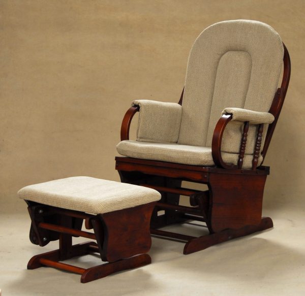 _DSC0078 High Back Wooden Nursery Glider Chair with Ottoman
