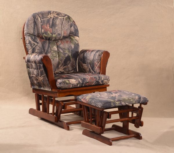 Classic Upholstered Glider Chair Classic upholstered wooden glider chair with matching footstool