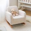 Kids Sofa Rocking Chair for Children's Room Cream Kids Sofa Rocking Chair with wooden rockers styled in a children's bedroom and nursery setting