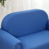 DSC05358 Blue Upholstered Kids Sofa with Wooden Legs