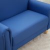 DSC05360 Blue Upholstered Kids Sofa with Wooden Legs