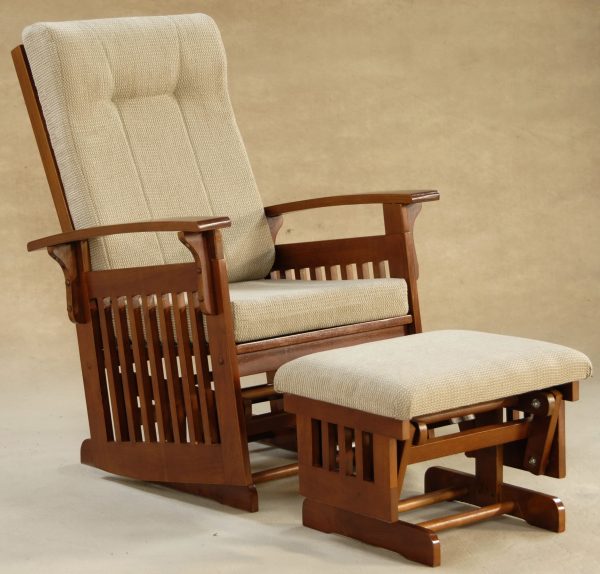 _DSC1393 (2) Traditional Wooden Glider Rocking Chair with Ottoman