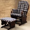 High Back Nursery Glider Chair with Ottoman High back nursery glider chair with beige cushions and matching ottoman