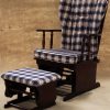 _DSC1411 Wooden Glider Chair with Ottoman in plaid upholstery and dark wood frame