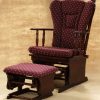 _DSC1413 Wooden Glider Chair with Ottoman with burgundy patterned upholstery