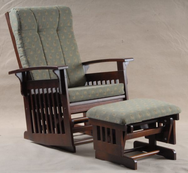 Upholstered Rocking Chair with Ottoman Upholstered rocking chair with wooden frame and ottoman for comfortable nursery seating