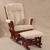 Classic wooden glider chair with ottoman in cream and cherry finish