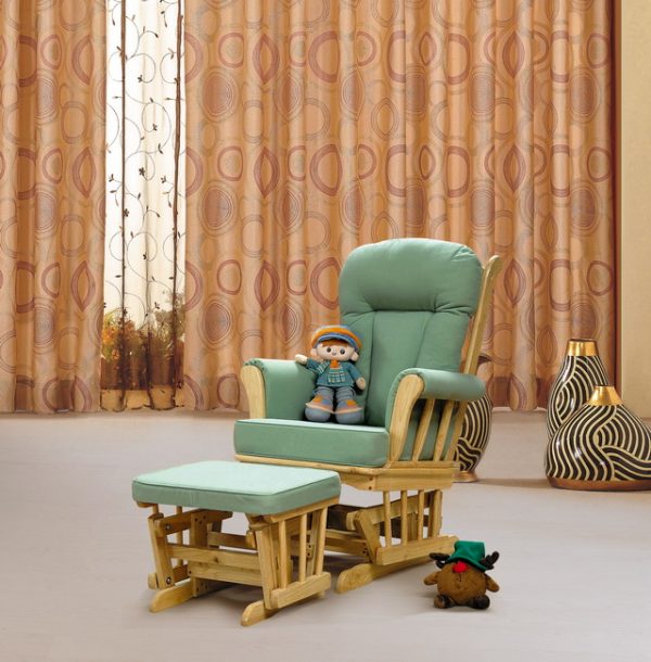 Classic Wooden Glider Chair with Ottoman