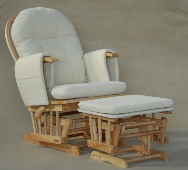 DSC_0196 Classic Nursery Glider Rocking Chair with Ottoman | Round Back Baby Feeding Chair