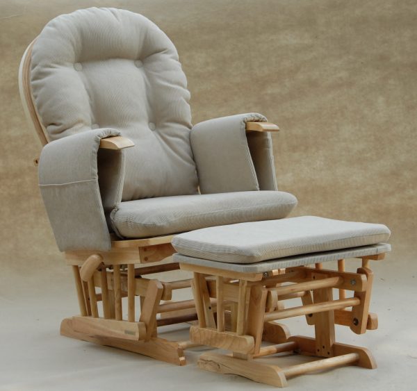 DSC_0200 Classic Nursery Glider Rocking Chair with Ottoman | Round Back Baby Feeding Chair