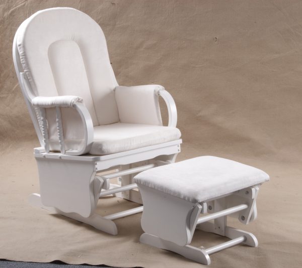 DSC_0203 High Back Wooden Nursery Glider Chair with Ottoman