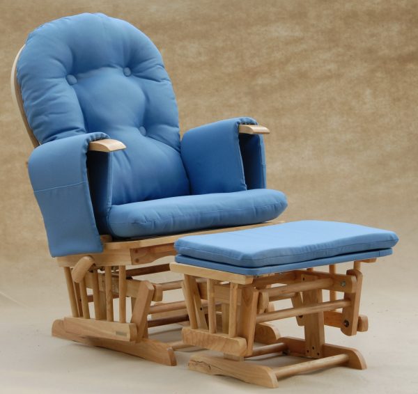 DSC_0206 Classic Nursery Glider Rocking Chair with Ottoman | Round Back Baby Feeding Chair