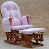 Pink Wooden Glider Chair with Ottoman Upholstered Wooden Glider Chair with Ottoman