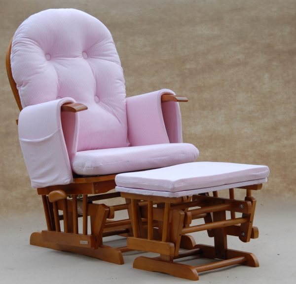 Pink Wooden Glider Chair with Ottoman Upholstered Wooden Glider Chair with Ottoman