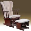 Wooden Glider Chair with Ottoman Cream Cream Wooden Glider Chair with Ottoman and high wingback cushion
