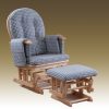 Checked Wooden Glider Chair and Ottoman Blue checked wooden glider chair with matching upholstered ottoman
