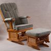 Padded High-Back Wooden Glider Chair with Ottoman