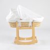 Wooden Rocking Baby Bassinet with Woven Basket & Canopy