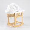 Wooden Rocking Baby Bassinet with Woven Basket & Canopy
