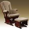 Padded High-Back Wooden Glider Chair with Ottoman